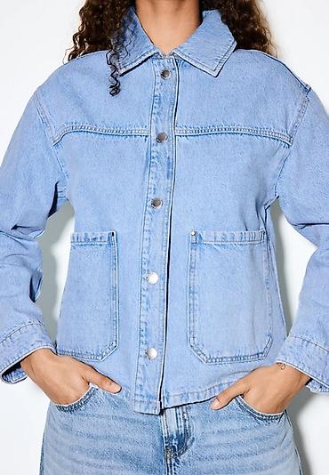 denim tears: Stradivarius Göy açıq rəngli denim ceket S ölçü. Oversized. Yeni — 3