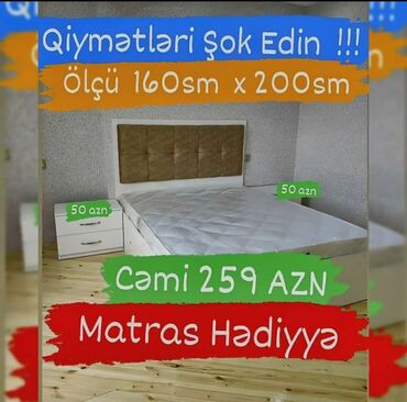Çarpayılar: Yeni, İkinəfərlik çarpayı, Bazasız, Matras ilə, Siyirməsiz, Azərbaycan — 13