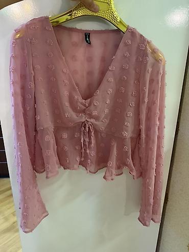 Şifon qadın bluzu - Rəng: Pudra/çəhrayı - Material: Yüngül, şəffaf
