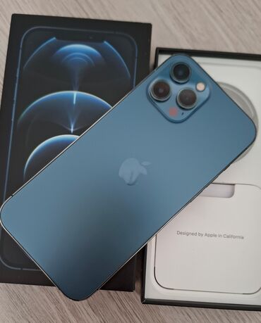 бу айфон 12: IPhone 12 Pro Max, 256 GB, Pacific Blue, Barmaq izi, Face ID