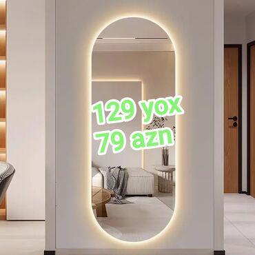 divar üzlükləri: Güzgü Divar üçün, Oval, Arxa işıqlı