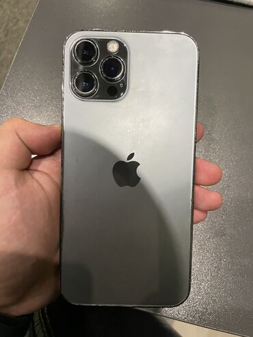 iphone 12 pro max в рассрочку: IPhone 12 Pro Max, Колдонулган, 256 ГБ, Кара, Каптама, Кабель, Куту, 100 %