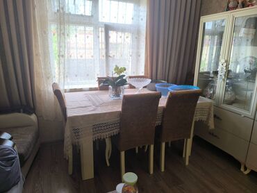 Masa və oturacaq dəstləri: Qonaq otağı üçün, İşlənmiş, Açılan, Dördbucaq masa, 6 stul
