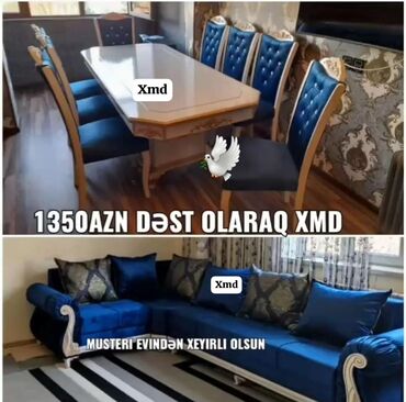 tek stolar: Künc divan və masa desti yeni qonaq otağı mebeli reng seçimi var