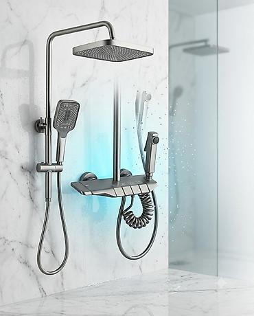 şlanq satışı: ✅ Kvadrat formalı yağış (rain) duş başlığı — geniş su axını ✅ Əlavə əl — 1