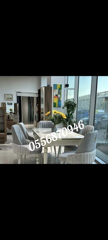 Masa və oturacaq dəstləri: Qonaq otağı üçün, Yeni, Açılmayan, Dördbucaq masa, 6 stul — 2