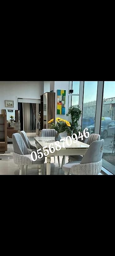 carpayı divan: Qonaq otağı üçün, Yeni, Açılmayan, Dördbucaq masa, 6 stul — 3