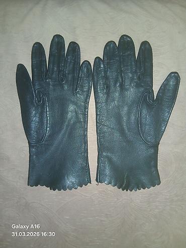 İdman və istirahət: Qadın üçün həqiqi,təbii,əsl dəri əlcəklər - Rəng: qara - Material — 2