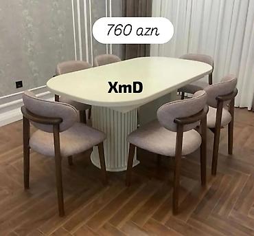 - Məhsul: Yemək masası və 6 ədəd stul dəsti - Qiymət: 760 AZN (şəkildə