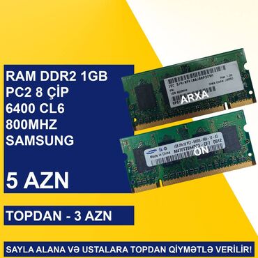 komputer cantası: Operativ Yaddaş "DDR2 1GB 667/800Mhz Sodimm" SAYLA ALANA VƏ USTALARA