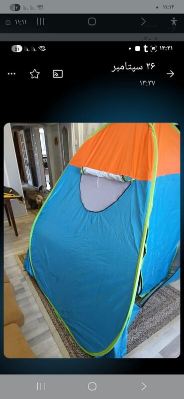 Çadırlar: Pop-up tipiya düşərgə çadırı - Rəng: göy-sitron kənarlı, narıncı — 10