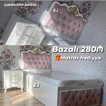 Bazalı tək nəfərlik çarpayı dəsti - Başlıq: yumşaq tünd çəhrayı