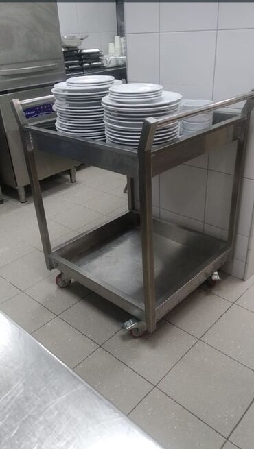 Restoran mebeli: Üç mərtəbəli paslanmayan poladdan hazırlanmış servis arabası. İki — 9