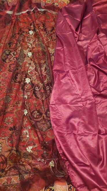 işlənmiş yataq destleri: Pərdə, Polyester, rəng - Qırmızı