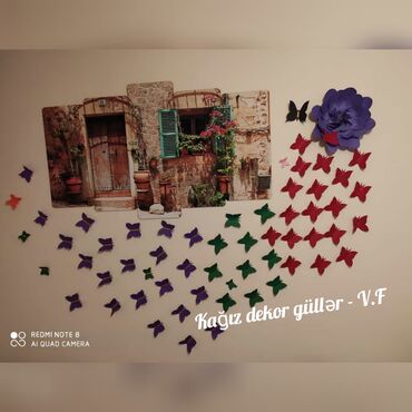 ev qapilari - Azərbaycan: Kəpənəklər dekoru.
Ev, gözəllik salonu, sinif otağı, pərdə, qapı, diva