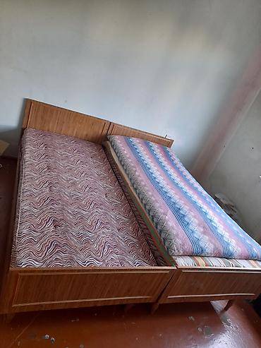 murad mebel: İki ədəd tək nəfərlik taxta çarpayı dəsti - Material: taxta karkas — 3