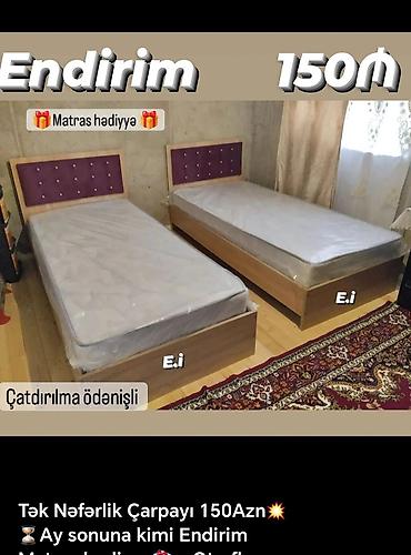 Çarpayılar: Yeni, Təknəfərlik çarpayı, Bazasız, Matras ilə, Siyirməsiz, Azərbaycan — 2