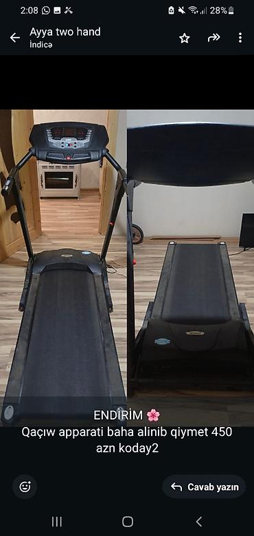 kardio aparati: Qaçış aparatı – elektrikli treadmill - Marka/model: şəkillərdəki — 1