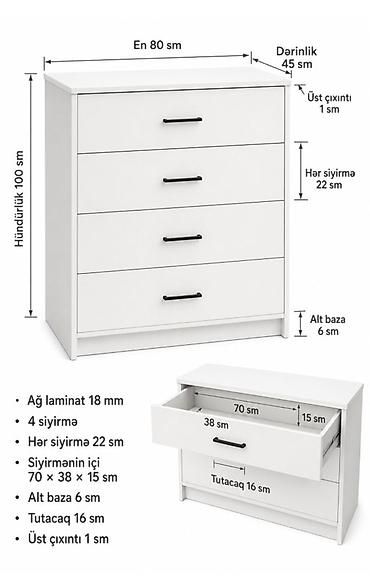 kohnə əsya: Minimalist üslubda ağ komod təqdim olunur. Model düz xətli, sadə və — 7