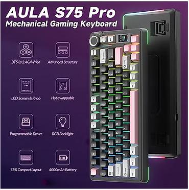 aula s6: Клавиатура, Aula, Механическая, Bluetooth, Проводное подключение, Размер: 75% — 2