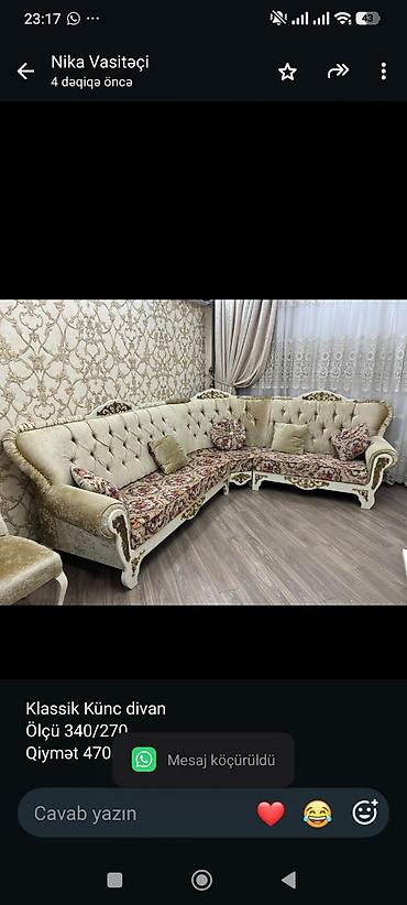 Klassik Künc divan Ölçü 340/270 Qiymət 470azn Ünvan Həzi Aslanov lalafo.az -da Klassik Künc divan Ölçü 340/270 Qiymət 470azn Ünvan Həzi Aslanov