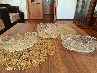 Ev və bağ: 3 ədəd kəllə-kəsər naxışlı şüşə qab dəsti 3 çü bir yerdə - Material — 1