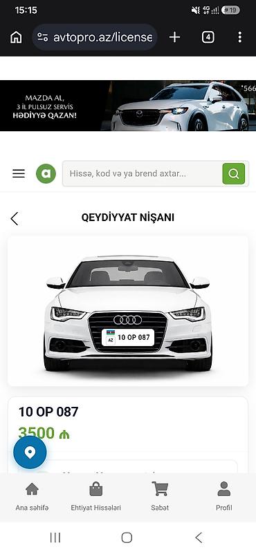 автомобиль базар: Qeydiyyat nişanı: 10 OP 087 - Nömrə formatı: AZ 10 OP 087 - — 1