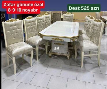 Dolablar: Qonaq otağı üçün, Açılmayan, Dördbucaq masa, 8 stul