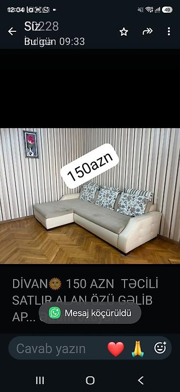 cane cors: DİVAN🌞 150 AZN TƏCİLİ SATLIR ALAN ÖZÜ GƏLİB APARMALIDI AÇLMIR BAZA — 1
