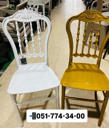 Sifarişlə restoran stulları: Ağ rəngli, zərif dizaynlı banket/ziyafət stulları. Xüsusiyyətlər: - — 8