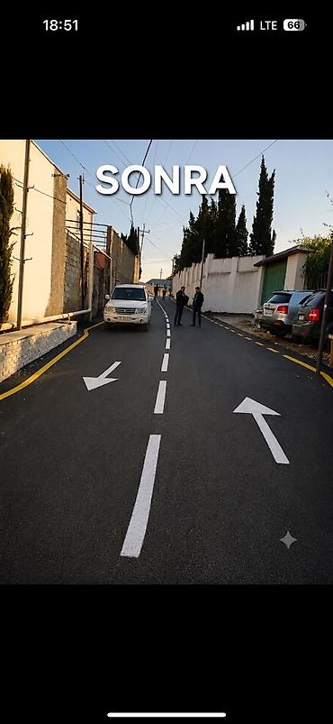 asfalt isleri: Keyfiyyetli asfalt işleri gorulur.Binalarin heyetine,yollara kucelere — 4