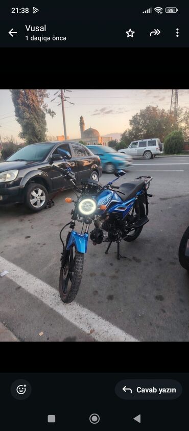 купить шлем для мотоцикла бу: Motosiklet – Polad markalı, mavi rəng - Öndə dairəvi LED halqa fənər