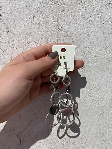 Бижутерия: Uzun sallanan gümüş rəngli sırğa - Brend: BD - Dizayn: Zəncirli — 7