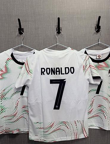 ronaldo: Футбольная майка сборной Португалии, белая, с абстрактным принтом в — 3