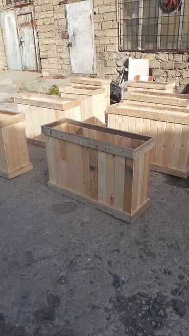 Bitkilər üçün dibçəklər: Dibçək Ağacdan dekorativ çiçək/bitki qutuları - Material: təbii — 13