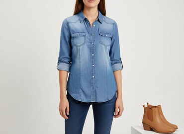 marynarka jeansowa damska massimo dutti: Clockhouse, Сорочка жіноча, розмір L