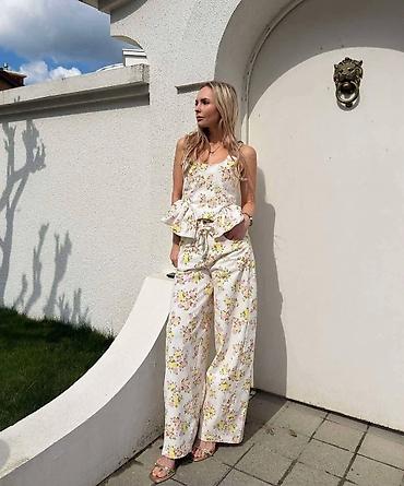 bitkisel mix: Dvoset ženski komplet – top sa peplum detaljem i široke pantalone - — 5