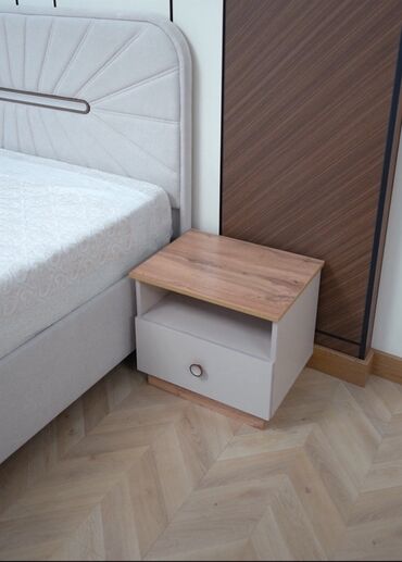 Спальные гарнитуры: Спальный гарнитур, Двуспальная кровать, ДСП, цвет - Бежевый — 14