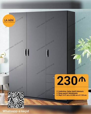 Divanlar: Yeni, Açılan, 3 qapılı Düz dolab, Qarderob, paltar dolabı, Azərbaycan