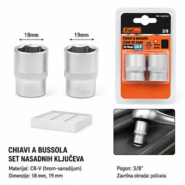 KMT 3/8 kratka čaura 2382209 Set nasadnih čaura za gedore, idealan za