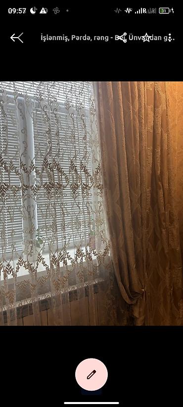 ipek parça: Klassik üslubda pərdə dəsti, - Komplekt: qalın drap pərdə + tül - — 2