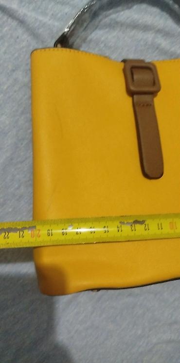 Torbe: Ženska torba – žuta sa braon detaljima - Model: tote/kanta torba sa — 3