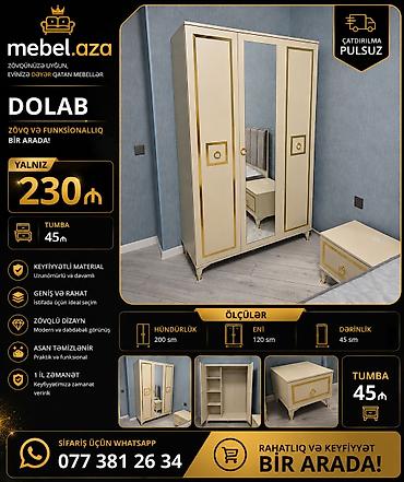 Новый, 3 двери, С зеркалом, Распашной, Прямой шкаф at lalafo.az Новый, 3 двери, С зеркалом, Распашной, Прямой шкаф