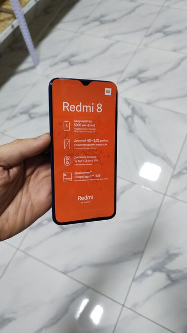 детские планшеты для рисования: Redmi, Redmi 8, Колдонулган, 64 ГБ, түсү - Көк, 1 SIM, 2 SIM, eSIM