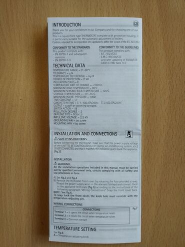 Termostatlar: Termostat. Boyler, otopleniye, hovuz və digər maye istifadə edilən — 7