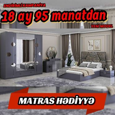 mebel taxt: İkinəfərlik çarpayı, 2 tumba, Dolab, Termo, Azərbaycan, Yeni