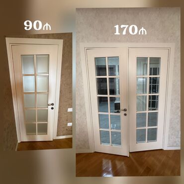 Отделочные материалы: 7 ədəd tək qapı bir ədəd ikili qapı. 4 qapı 90sm 3 qapı 80 sm 1 qapı