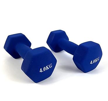 Гантели неопреновые шестиугольные, 4 кг каждая (пара) - Вес: 4.0 kg
