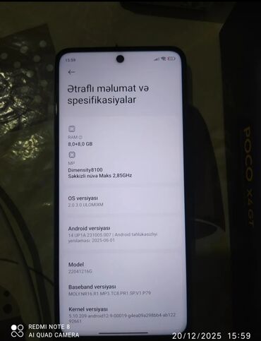 Poco: Poco X4 GT, 256 GB, rəng - Göy, Sensor, Barmaq izi, Face ID — 2