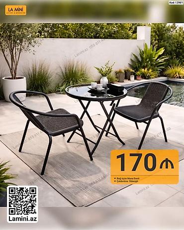 Mebel: La Mini – Bağ üçün Masa Dəstləri 1) Kod: 12959 - 1 ədəd şüşə səthli — 2
